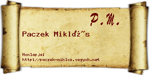 Paczek Miklós névjegykártya
